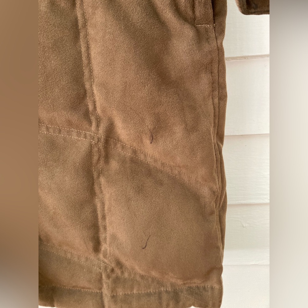 L.L. Bean | Faux Suede Quilted Goose Down Parka Sherpa Collar Size Small Petite - Picture 9 of 10